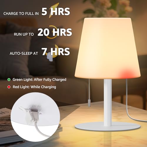 Image of uuffoo Shower Lamp Rechargeable Cordless Light Waterproof for Bathroom Spa | Portable Battery Operated Table Lamp RGB Mood Lighting LED Night Light for Patio kitchen Camping (2PCS White)