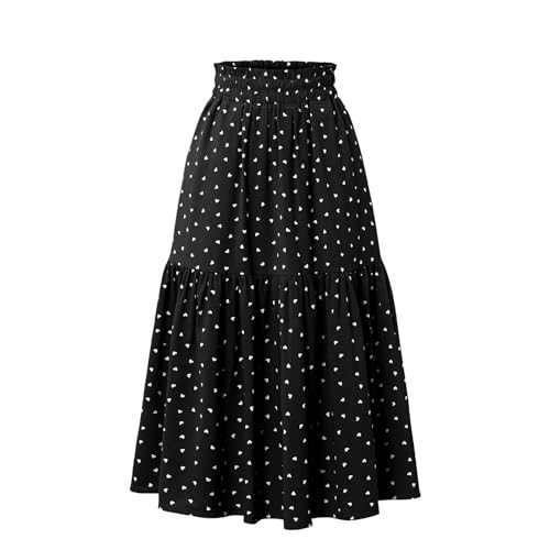 Women's Elastic Waist Pleated Skirt in Spring Summer and Autumn Leisure High Waist Skirt with Pockets