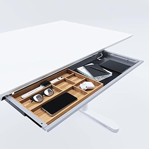 ACTIFORCE® Premium Untertischschublade extrabreit | Herausnehmbare Bambuseinlage | schwarz, silber, weiß | Einfacher Unterbau, die perfekte Schreibtischschublade für deinen Schreibtisch Cover