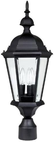 Capital Lighting 9725BK Carriage House Clear Glass Outdoor Post Lantern, 3-Light 180 Total Watts, 24" H x 10" W, Black