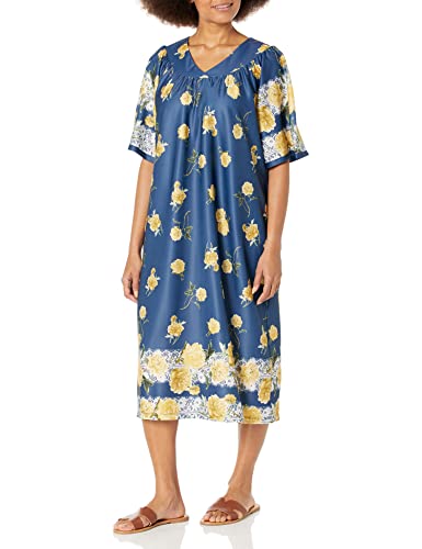 Image of AmeriMark Casual Women's Patio Muumuu House Dress Loose Comfortable Short Sleeve Sun Dress Lounger Gown Sleepwear for Ladies