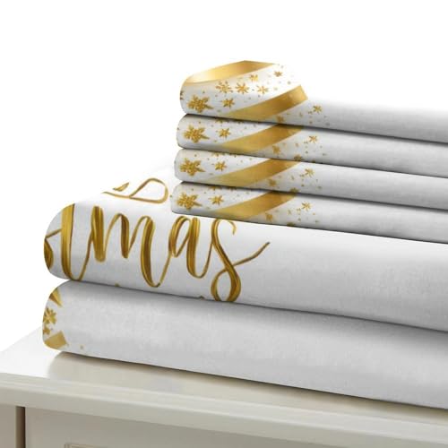 Parure de lit sapin de Noël 140x200 dorée en microfibre