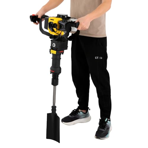 PROYONGOO 1900W Trencher Digger Machine 52CC 1500 Times/min 2 Stroke Gas Powered Garden Tree Digger Machine 1.3L/ 0.343Gal Aluminum Alloy Electric Shovel Jack Hammer for Garden Farm Home Trenching