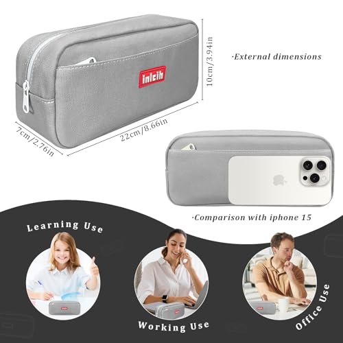 Image of Pencil Case Large Capacity pencil pouch cute pencil case stationery supplies pencil bags School Supplies for Student Teen Girs Boys (gray)