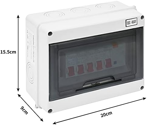 Consumer Unit 4 Way, Mini Leakage Circuit Breaker Garage Fuse Box, Distribution Board Fuse Board 63A 30mA RCD 4MCB 2 * 6A+20A+32A, IP65 Protective Plastic Shield Circuit Breaker Consumer Unit