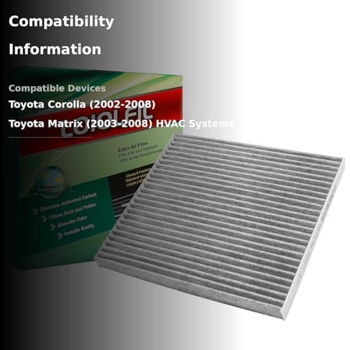 LOIOLFIL Cabin Air Filter Replacement for CF10133 CP133, Fits Toyota Corolla 2002-2008, Matrix 2003-2008, Premium Cabin Filter with Activated Carbon