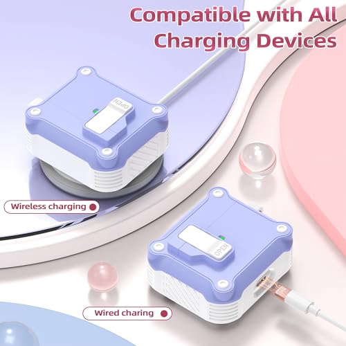R-fun for AirPods 3rd Generation 2021 Charging Case Cover, Full Drop Protection Auto Pop-Up Lid Design for Apple Airpod 3 Gen Case with Cleaner Kit & Keychain,White/Lavender
