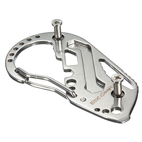 MASUNN EDC Multi Pocket Tool Carabiner Screwdriver Wrench Gear Key Holder Clip Folder Keychain