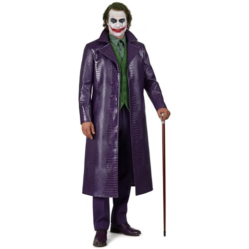 ADS Fashion Jackets BNH Joker Costume - Purple Coat for Men - Heath Ledger Inspired Joker Outfit - Stylish Men’s Halloween Costume - Versatile Joker Cosplay Outfit