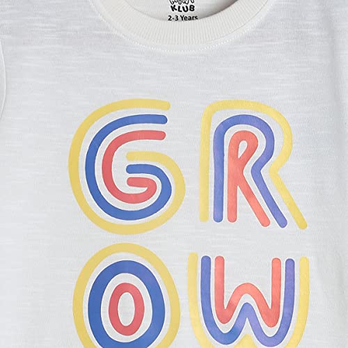 Image of miniklub Boys White & Pink Typography Printed T-Shirt