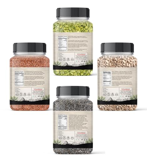 Image of Happywally All Edible Seeds Combo Pack of - 1kg | Chia, Pumpkin, Sunflower, Flax 250g Each [Gread - Premium]]