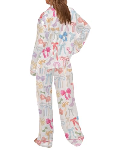 Image of SHESHOW Satin Pajamas for Women Set Long Sleeve Button Down Sleepwear 2 Piece Nightwear Women Pjs Sets Size XS-XXL