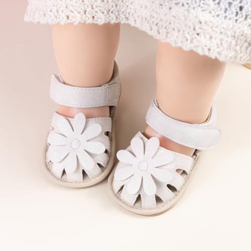 Image of HsdsBebe Baby Girls Sandals Bohemia Flower Bow Soft Sole Toddler First Walkers Beach Summer Shoes