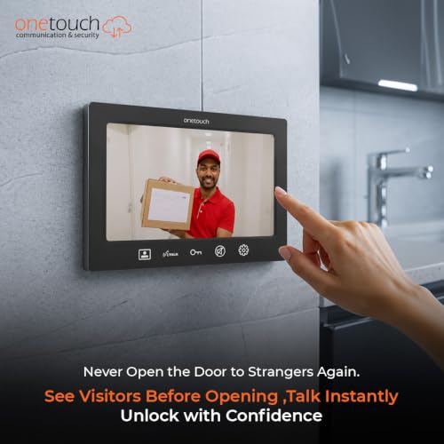 Image of ONETOUCH Analog Video Door Phone | 7-Inch TFT LCD Display | 2MP Camera | 110 Wide Angle | White LED Night Vision | IP65 Outdoor Unit | 4-Wire Intercom System | Door Lock Relay | Black