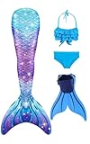 Mermaid Tails with Monofin for Girls and Boys Swimming Mermaid Swimsuit Bikini