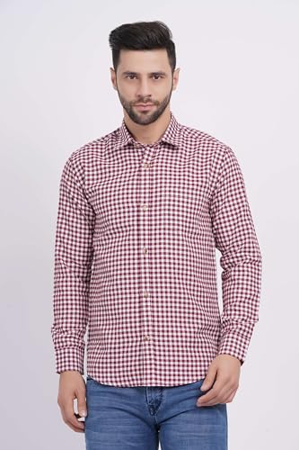 Men's Plaid Button Down Shirts Cotton Long Sleeve Dress Shirts Regular Fit Gingham Shirts2