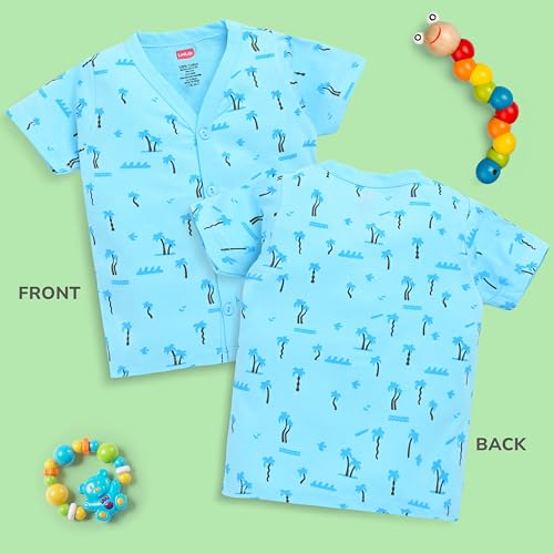 Image of LuvLap Baby Girls Regular Fit 100% Cotton Half Sleeves Girls Jhabla Shirt Pack of 4