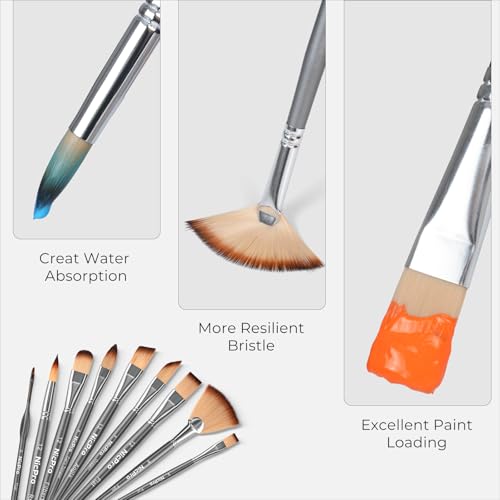 Nicpro 40 PCS Paint Brush Set, Professional Acrylic Paintbrushes with Palette Knife and Cloth Roll, Suitable for Acrylic Painting, Oil, Watercolour, Gouache, Art Supplies for Artists and Beginners - Image 3