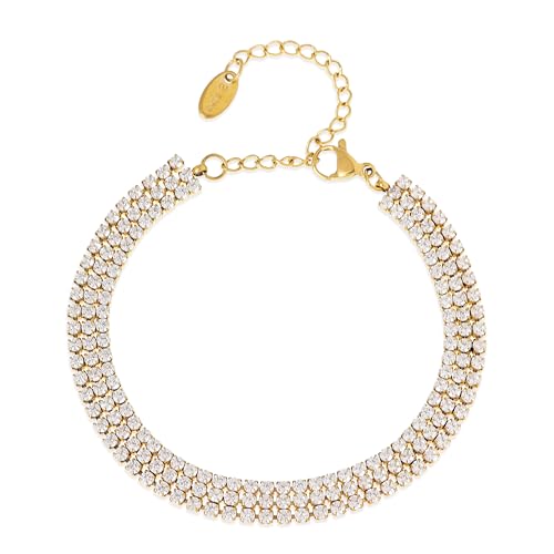 Agriajun Gold White Tennis 3 Strand Bracelets For Women cover