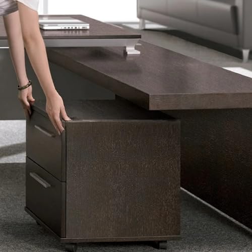 Image of Lakdi The Furniture Co Director L-Shape Table Luxury Modern Office Desk Made in MDF with Laminate & Integrated Wire Manager, 3 Drawer & Storage - Wenge Brown - LDL-594