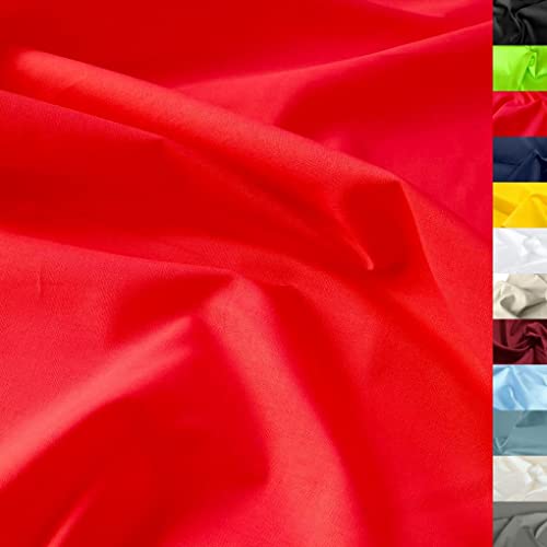 TOLKO 50cm Baumwollstoff Meterware uni | Popeline Stoff aus ÖkoTex Baumwolle in leuchtenden Farben | Kleiderstoff Dekostoff Vorhangstoff Bezugsstoff Patchwork Kinder Stoffe zum Nähen (Rot)