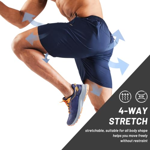 Image of MIER Men's Quick Dry Running Shorts with Zipper Pocket Elastic Waist Athletic Workout Exercise Shorts