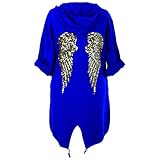 Style Wise Fashion Sweat-shirt à capuche surdimensionné à paillettes pour femmes, ailes d'ange au dos, veste Baggy, Cardigan