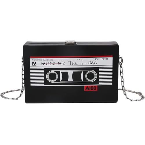 Hyxodjy Vintage Radio Geformt Handtasche,Schräge Schultertasche Radio Handtasche Back to The 90s Schräge Schultertasche Radio Handtasche 90er Jahren Party Damen 90s Kettenbeutel