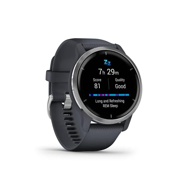 Garmin Venu 2/2S – GPS-Fitness-Smartwatch mit ultrascharfem 1,3/1,1“ AMOLED-Touchdisplay umfassenden Fitness- und Gesundheitsfunktionen, über 25 vorinstallierte Sportarten, Garmin Music und Garmin Pay