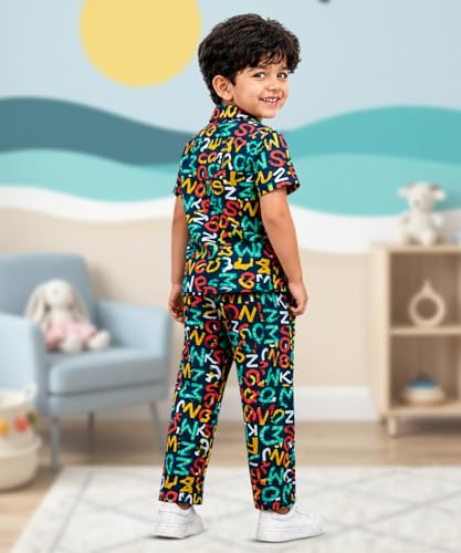 Image of 3BROS Unisex Pure Cotton Short Sleeve Kids Night Dress for Boys & Girls Nightwear /Sleepsuit /Sleepwear /Loungewear Night Suit for Boys and Girls Top and Pyjama Combo Set