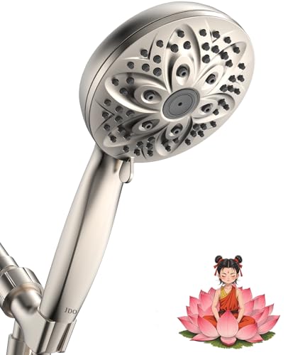 JDO Handheld Shower Head, 6-Settings, Stainless Steel Hose