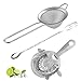 JTgugu Set di 3 Parti Colino a Maglia Fine Filtro per Cocktail con Molla Staccabile Cucchiaio per Mescolare Cocktail Acciaio Inox per Filtrare Succo Cocktail Cubetti di Ghiaccio