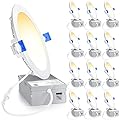 Ensenior 12 Pack 6 Inch Ultra-Thin LED Recessed Light with Junction Box, 2700K/3000K/3500K/4000K/5000K Selectable, 12W 110W Eqv, Dimmable, 1050LM High Brightness - ETL and Energy Star Certified