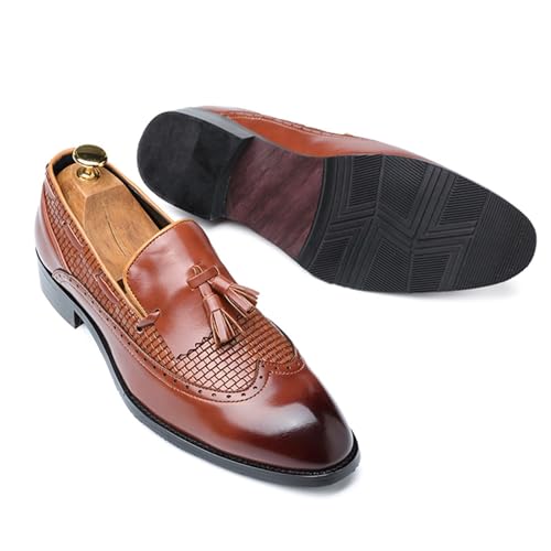 Dress Shoes for Men Men's Classic Leather Slip-On Business Shoes Elegant Wedding Footwear for Men