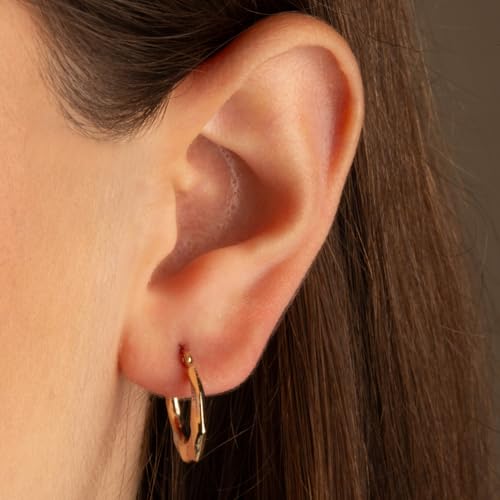 Gold Sparkle Cut Textured Reversible Hoop Earrings for Women | 10K or 14K Tri-Color Yellow, White, and Rose Gold2