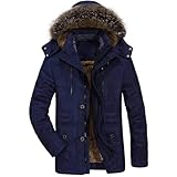 ZDJSWJ - Abrigo largo impermeable para hombre con capucha de pelo, 6X-Large