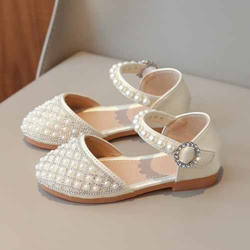 Girls Pearl Glitter Closed Toe Sandals Pearl Strap Ankle Wedding Elegant Princess Shoes Kids Girls Pageant Sandals2
