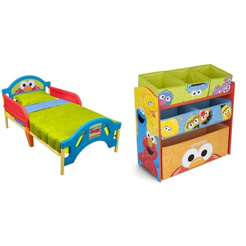 Delta Children Sesame Street Toddler Bed and 6 Bin Toy Organizer - image 1