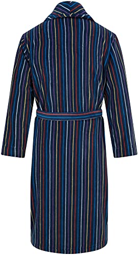 John Christian Men's Warm Fleece Robe, Navy with Multicolored Stripes2