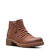 Clarks Women's Hearth Dove Ankle Boot, Tan Nubuck, 7.5