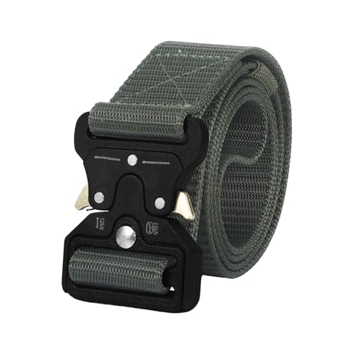 ShinherYee Taktischer Gürtel, Arbeitsgürtel, Arbeitsgürtel für Herren, Militärgürtel, Herren-Gürtel, Gurtband, verstellbare Nylon-Herrengürtel, für Arbeit, Outdoor, Armee, Polizisten, Freizeit, grün