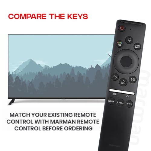 Image of marman Compatible Samsung Smart TV Remote Original BN59-01312F Model Bluetooth Voice Enabled with Hot Keys - Suitable for HD 4K LED OLED QLED Android Samsung TVs - Pairing Required
