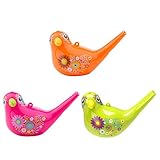 Comtrue Bird Call Toy Whistle for Kids, Water & Bath Play Fun, Beautifull, Cute, Safe, Upgrade Version, Orange, Rose and Cyan