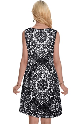 Image of Summer Dresses for Women Beach Boho Sleeveless Vintage Floral Flowy Pocket Tshirt Tank Sundresses 2026