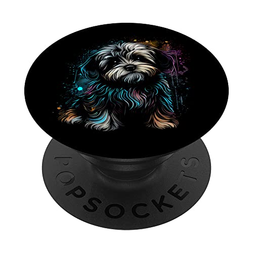 Havanese Bolonka Zwetna Shih Tzu Lhasa Apso Splashes PopSockets Swappable PopGrip, Black