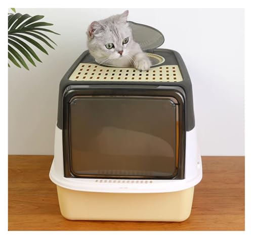 Arenero para gatos cerrado con tapa y puerta frontal miniatura 4