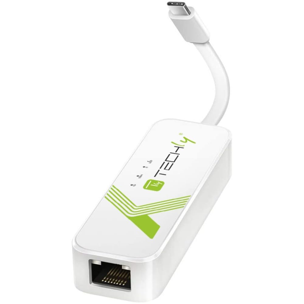TECHLY 109757 Adapter USB-C™ Ethernet Gigabit RJ45 Lan Biały