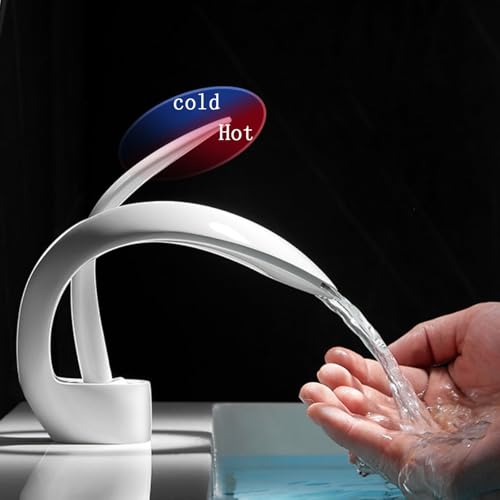 Robinet cascade lavabo mitigeur mono-commande en laiton chromé pour eau chaude et froide