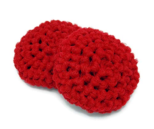 Red Reusable Crochet Dish Scrubbies Set of 2, Zero Waste Kitchen