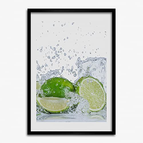 Cadre en bois citrons verts Tulup 50x70 cm pour illuminer la cuisine et le salon